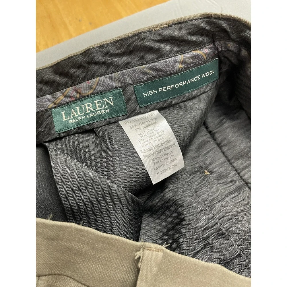 LRL Ralph Lauren Mens Dress Pants 38x29 Pleated High Performance Wool Fall Prep‎
